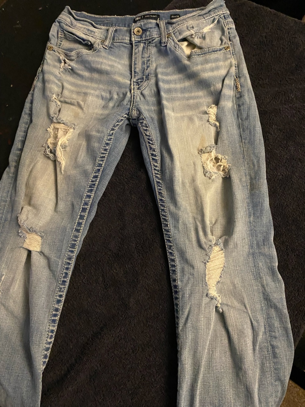 BKE Light Blue Distressed Bootcut Jeans